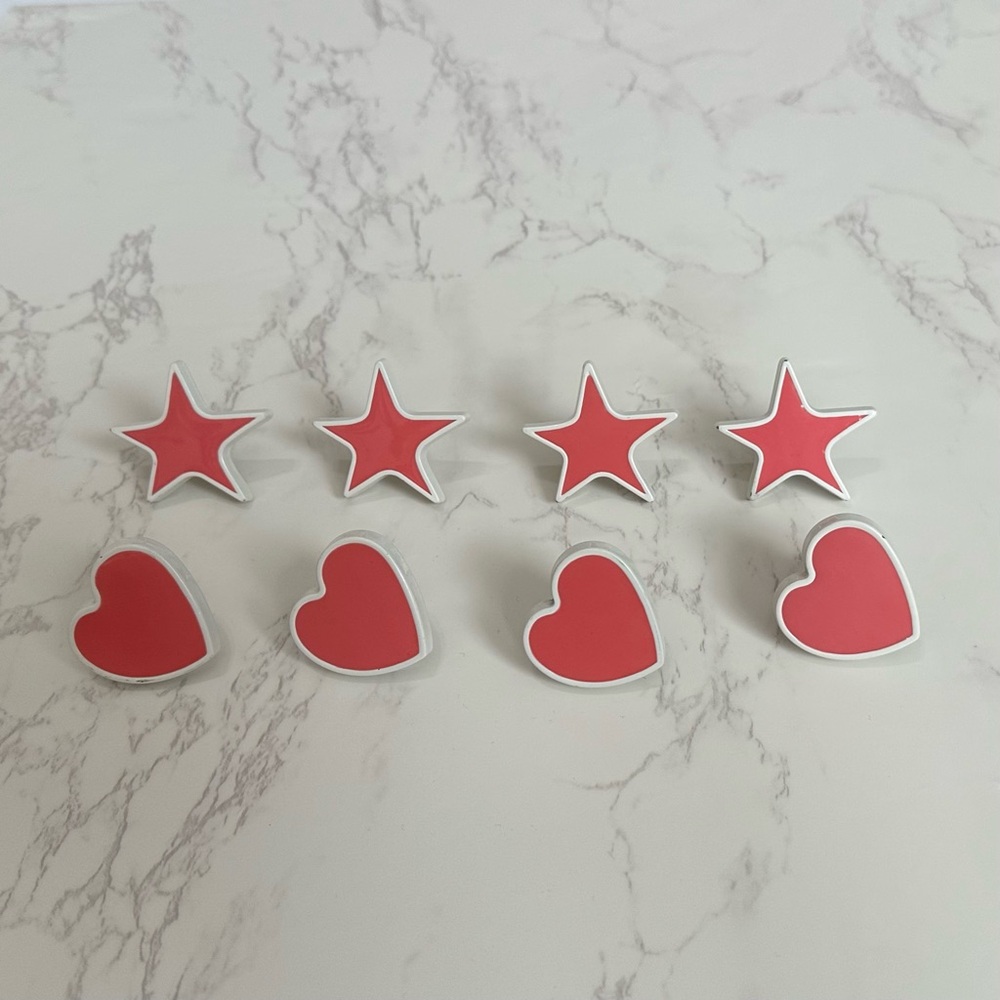 Betsy Fields Pink Heart & Star Cabinet Knobs Girls Dresser/Night Stand